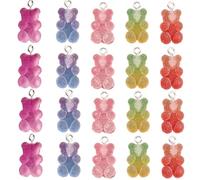 Watreketal 20 Pièces Vibrantes Ours Coeur Étoile De Charme en Résine Unique Pendants pour Dessin Dessins À La Résine pour Les Colliers Et Bracelets Collier Collier Accessoires