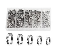 Watreketal 200 Pcs De Pêche À Crochet Laures Anneaux Connecteur Clip Double en Acier Inoxydable 9 Mm 8 7 6 5 5 Anneaux Fractionnement Taille