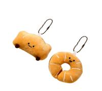 Watreketal 2pcs Adorable Pain Peluche Jouet Porte-clés De Jeu Jouets en Doux Mode La Plage pour L'amateur Nourriture en Poupée pour Sacs
