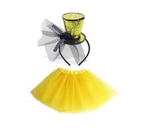 Watreketal Bandeau, accessoires de costume Mardigras pour carnavals, célébrations, chapeau pailleté, serre-tête, nœud papillon, jupe en tulle, décoration Fattuesday