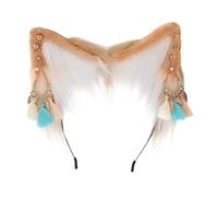Watreketal Bandeau, bandeau oreilles de chat en peluche avec boucles d'oreilles ethniques décoratives en peluche pour les amateurs de cinéma, bandeau de diffusion en direct pour adultes