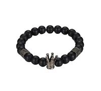 Watreketal Black Onyx Stone Breded Design Bracelets Couple Tricoté Présente L'élasticité Anniversaire Men Ladies Silver