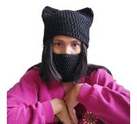 Watreketal Bonnet Chapeau,Cagoule en Tricot avec Oreilles du Diable pour étudiants et Adultes Chapeau d'hiver Coupe-Vent Protection du Cou Chapeau pour Adolescents Garde au Chaud Chapeau de Cyclisme