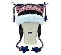 Watreketal Bonnet Chapeau,Chapeau d'oreille Coupe-Vent à Haute élasticité tricoté à Rayures pour Femmes et Hommes Garde Les Oreilles au Chaud avec des Glands en Forme d'étoile pendante