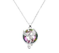 Watreketal Collier avec pendentif en cristal coloré pour femme avec ailes colorées