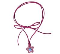 Watreketal Collier avec pendentif fleur colorée en acrylique avec breloque fleur de prunier - Collier ras du cou creux - Décoration de fête de mariage - Longueur réglable - Pendentif en acrylique
