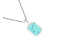 Watreketal Collier avec pendentif géométrique rectangulaire en acier inoxydable - Pierres naturelles - Convient pour diverses occasions - Chaîne avec pendentif en acier inoxydable, taille unique