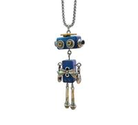 Watreketal Collier avec pendentif robot en bois - Longueur réglable - Unisexe - Cordon en cuir - Cadeau élégant - Bijoux faits à la main, taille unique, Comme décrit, Comme décrit.