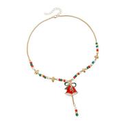 Watreketal Collier de perles festif avec pendentif cloches de Noël avec chaîne d'extension pour tenues quotidiennes Collier de vacances réglable pour femme