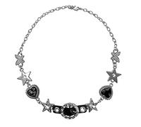 Watreketal Collier ras du cou en forme de cœur et étoile avec strass