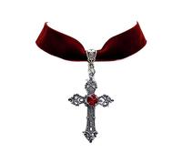 Watreketal Collier ras du cou en velours noir avec pendentif en forme de croix gothique vintage en velours noir pour Halloween, cadeau gothique, vampire, taille unique, Comme décrit, Comme décrit.