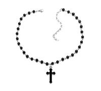 Watreketal Collier ras du cou gothique avec pendentif en forme de croix pour fête quotidienne, taille unique, Comme décrit, Comme décrit.