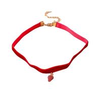 Watreketal Collier ras du cou moderne confortable et élégant en flanelle avec pendentif fleur/fraise pour les amateurs de mode Collier à longueur réglable, taille unique, Comme décrit, Comme décrit.