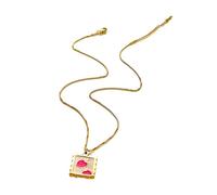 Watreketal Collier vintage carré à breloques cerises/fraises/citrons Longueur réglable Bijoux délicats pour fête Bijoux de fête, taille unique, Comme décrit, Comme décrit.