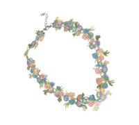 Watreketal Collier vintage en dentelle florale brodée avec pendentif en forme de fleur - Élégant collier rétro pour femme, taille unique, Comme décrit, Comme décrit.