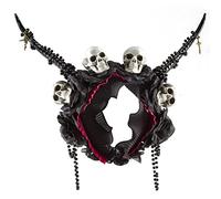 Watreketal Diadèmes d'Halloween en corne antilope serre-tête tête de mort rétro noir fleur bandeau gothique cornes couronne