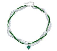 Watreketal Élégant collier de perles et de zircones avec pendentif en forme de cœur unique pour un usage quotidien, taille unique, Comme décrit, Comme décrit.