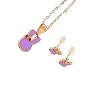 Watreketal Ensemble collier et boucles d'oreilles sur le thème des lapins élégants, accessoires portables pour offrir ou personnaliser, bijoux robustes et confortables, taille unique, Comme décrit