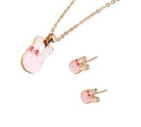Watreketal Ensemble collier et boucles d'oreilles sur le thème des lapins élégants, accessoires portables pour offrir ou personnaliser, bijoux robustes et confortables, taille unique, Comme décrit