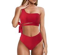 Watreketal Ensemble de bikinis à une épaule pour femme - Maillot de bain deux pièces - Imprimé léopard - Maillot de bain - Maillot de bain à une épaule - Maillot de bain deux pièces - Imprimé léopard