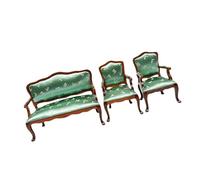 Watreketal Ensemble de canapé miniature à l'échelle 1/12 avec siège en tissu vert doux pour maison de poupée réaliste en bois accessoires de décoration de maison de poupée