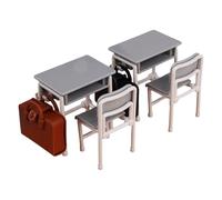 Watreketal Ensemble De Chaises Bureau Miniature Réaliste avec Conception Sacs D'école Détaillée pour Les Maisons Poupées Éducatives Affichage Meubles Classe