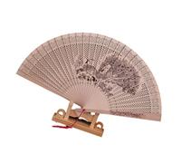 Watreketal Éventail pliable en bois sculpté complexe avec motifs chinois classiques pour les amateurs de culture, design traditionnel chinois