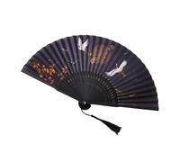 Watreketal Éventail pliable traditionnel avec motif grues chinoises en bois ancien pour les amateurs de culture, styles classiques