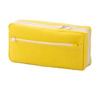 Watreketal Grande trousse à crayons multifonction en toile avec compartiments à fermeture éclair, sac de rangement pour étudiants, pochettes de rangement de grande capacité, jaune
