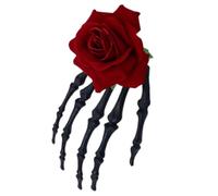 Watreketal Heads Palms De Crâne Accrocheurs Avec Des Roses En Dentelle Halloween Clip Clip Accessoire Cheveux En Plastique Pour Les Fêtes Costumes Élégants Halloween Hearing