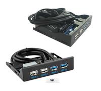 Watreketal Lecteur de disquette USB 3.0 2.0 Panneau avant 9 broches 19 broches vers USB 4 ports Hub Fast Floppy Bay pour PC de bureau FDD