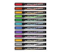 Watreketal Lot de 12 marqueurs métalliques pour fabrication de cartes, scrapbooking, coloriage