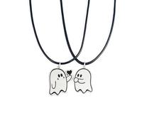 Watreketal Lot de 2 colliers avec pendentif fantômes de dessin animé mignon pour couple amoureux - Pour hommes et femmes - Chaîne de clavicule - Bijoux d'Halloween, taille unique, Comme décrit, Comme