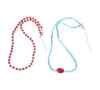 Watreketal Lot de 2 colliers ras du cou en perles rouges et bleues - Longueur réglable - Bijoux tendance faits à la main pour festivals et événements
