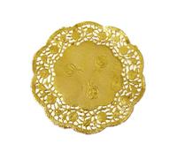Watreketal Lot de 50 napperons ronds en papier dentelle florale creuse de 8,9 cm pour fête Doré Résistant aux taches Lavables en PVC