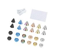 Watreketal Lot de 68 anneaux pratiques en acier inoxydable sans piercing pour sourcils et lèvres - Portable pour une transformation facile des styles - Bijoux de corps en acier inoxydable, taille