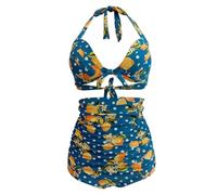 Watreketal Maillot de bain élégant à col noué pour femme - Bonne élasticité - Pour filles, femmes, épouse, sœur, 2X - Bretelles réglables