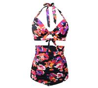 Watreketal Maillot de bain élégant à col noué pour femme - Bonne élasticité - Pour filles, femmes, épouse, sœur, 2X - Bretelles réglables