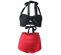 Watreketal Maillot de bain élégant à col noué pour femme - Bonne élasticité - Pour filles, femmes, épouse, sœur, 2X - Bretelles réglables