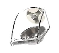 Watreketal Mangeoire à mâcher en acier inoxydable avec couvercle en acrylique à suspendre pour petits médias oiseaux antirouille