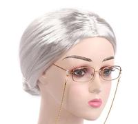 Watreketal Perruques de vieille dame costume 100 jours d'école pour enfants filles grand-mère grand-mère pour Halloween cosplay fête costume vieille dame