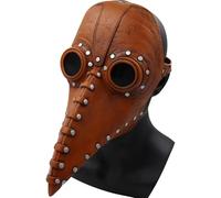 Watreketal Peste Doctor Oiseau à long nez Sterevunk en latex pour Halloween Cosplay Accessoires pour enfants et adultes Cadeaux Doctor Bird, Marron argenté cloué, taille unique