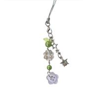 Watreketal Porte-clés convivial à quatre herbes, cordon de téléphone, perles design polyvalent, chaîne de téléphone, bijoux, cadeau, chaîne multifonction, blanc, taille unique