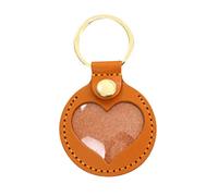 Watreketal Porte-clés souvenir créatif en cuir synthétique pour un transport quotidien et une connexion émotionnelle pour les voyages, Cœur marron, taille unique