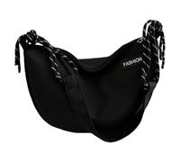 Watreketal Sac à bandoulière en corde tressée en forme de lune - Multifonction - Fermeture éclair - Pour le shopping et les raviolis tendance, Noir , One Size