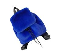 Watreketal Sac à dos décontracté en fourrure avec cordon de serrage pour femmes et filles, style d'hiver doux et pelucheux, petit sac à bandoulière avec rabat, sac à dos décontracté pour femmes, bleu