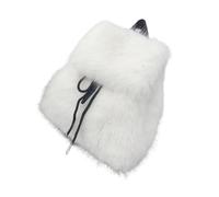 Watreketal Sac à dos décontracté en fourrure avec cordon de serrage pour femmes et filles, style d'hiver doux et pelucheux, petit sac à bandoulière avec rabat, sac à dos décontracté pour femmes, blanc