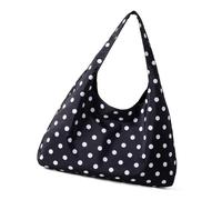 Watreketal Sac à main élégant pour femme tendance et pratique en toile à pois pour un transport et un rangement faciles, sac à bandoulière décontracté à pois, Noir , One Size