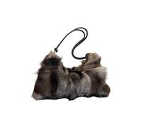 Watreketal Sac à main en fausse fourrure patchwork avec bandoulière légère et ergonomique pour plus de confort pendant les voyages Sac à bandoulière en peluche tendance, Couleur café., One Size