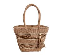Watreketal Sacs à bandoulière en paille tissée - Sacs de voyage vintage - Sac à main pour femme et fille - Grande capacité - Sac fourre-tout polyvalent pour femme, café, One Size